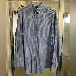 Roundtree & Yorke White and Blue Gingham Shirt